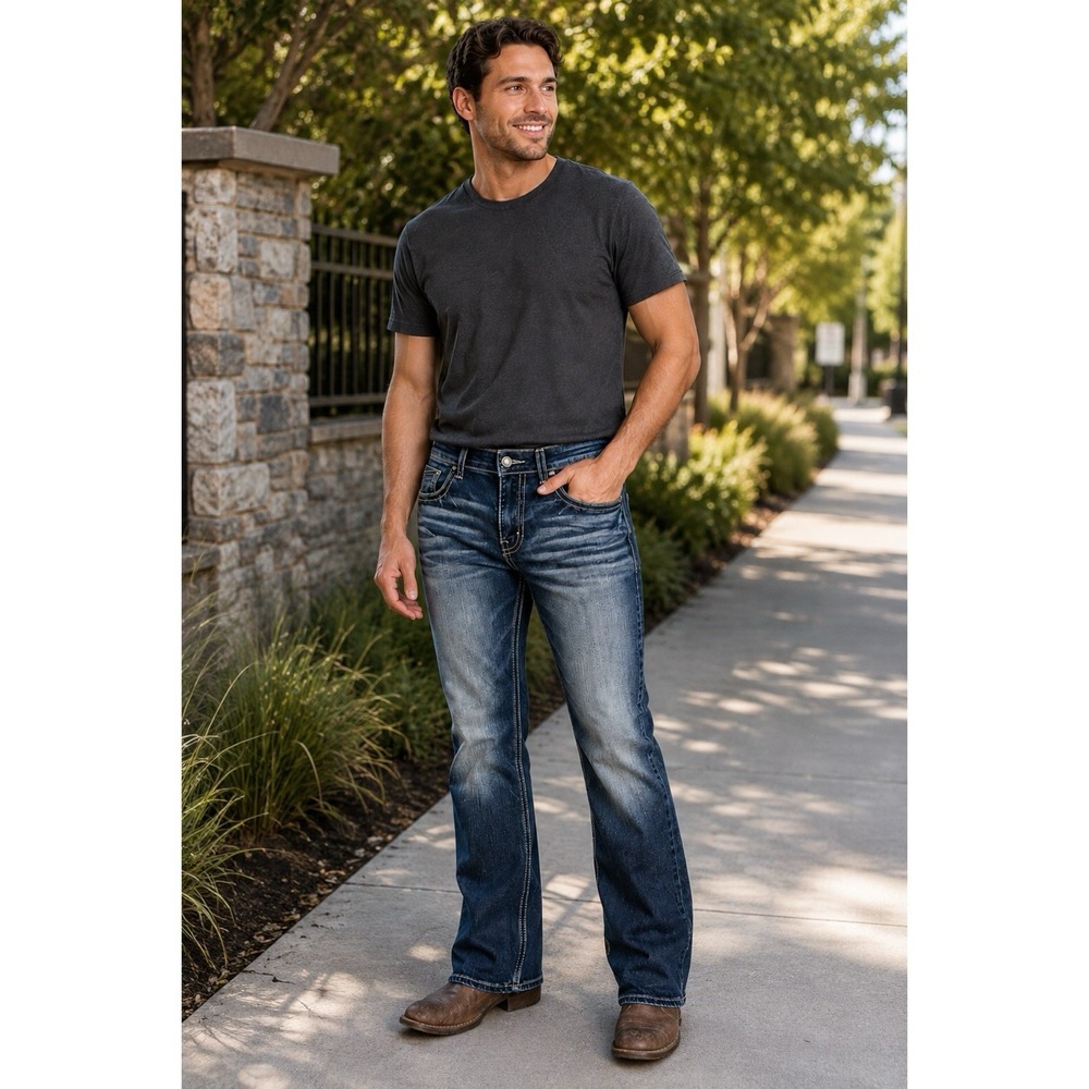BKE Aiden Men's Jeans Size 32 Medium Wash Bootcut Stretch Denim